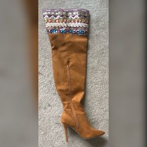 Brown Sued Thigh Highs